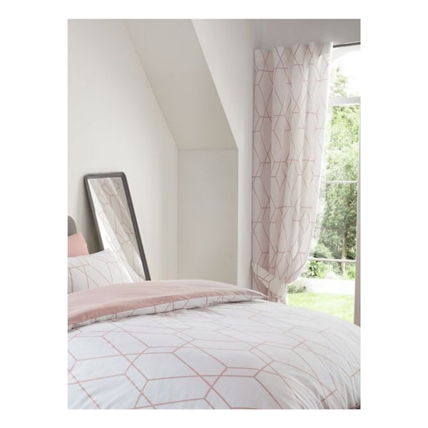 Bedding & Beyond Metro Geometriska Fodrade Gardiner (2-pack) 54i Blush Pink/White 54in x 66in