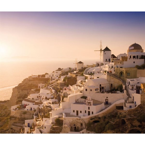 Rod Edwards Lazy Days Santorini Canvas Print 50cm x 40cm Multic Multicoloured 50cm x 40cm
