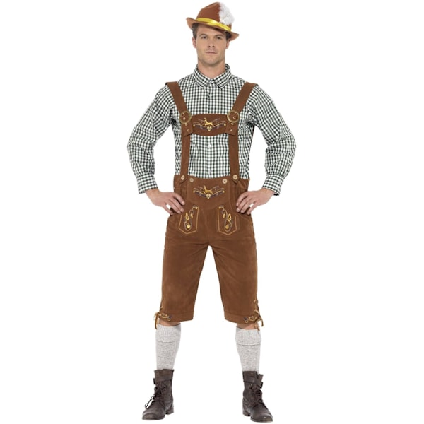 Smiffys Herr Deluxe Traditionell Hans Bayersk Kostymset M Bro Brown/Black/White M