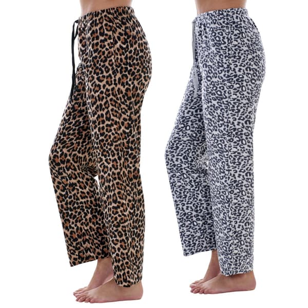 Keanu Fleece Leopardmönstrade Loungebyxor för dam (2-pack) Multicoloured M