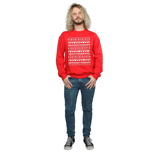 Disney Herr Mickey Och Minnie Jul Fair Isle Sweatshirt M Red M