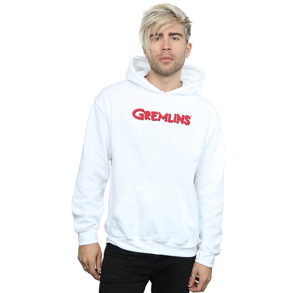 Gremlins Herr Text Logotyp Hoodie S Vit White S