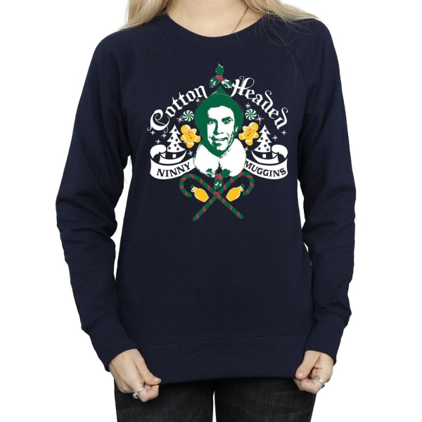 Elf Womens/Ladies Headed Ninny Muggins Sweatshirt XL Marinblå Navy Blue XL