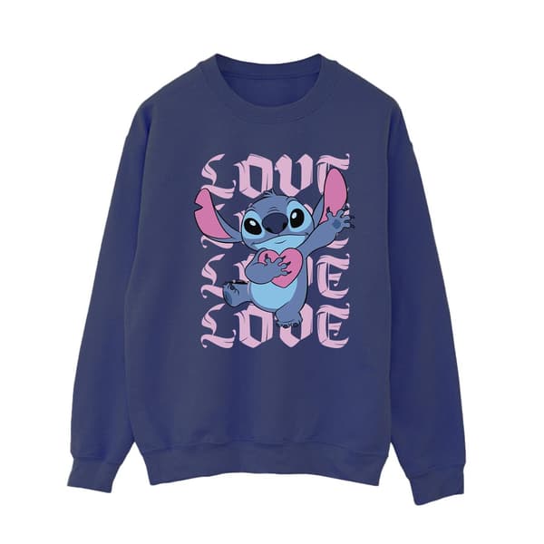 Lilo & Stitch Dam Valentine Love Stitch Sweatshirt M Black M