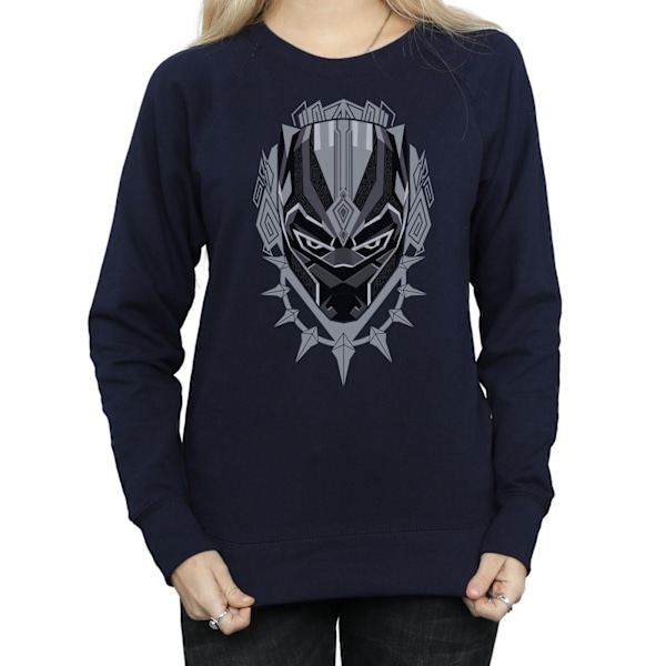 Marvel Dam/Kvinnor Black Panther Huvud Sweatshirt M Marinblå Navy Blue M