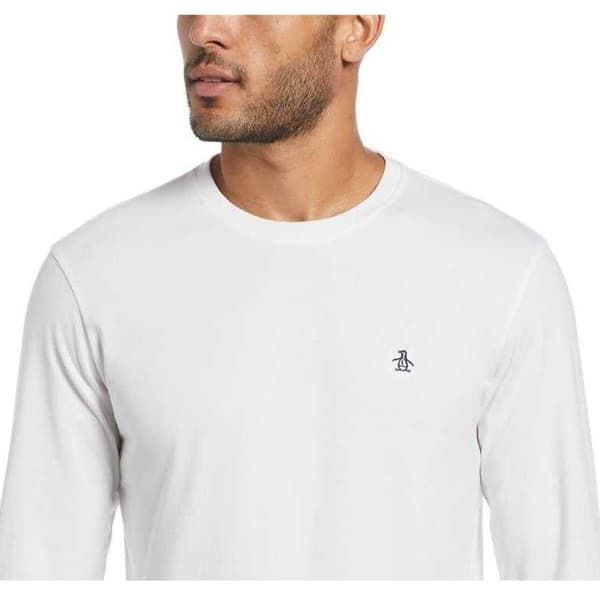 Original Penguin Herr Bomull Långärmad T-shirt L Bright Whit Bright White L