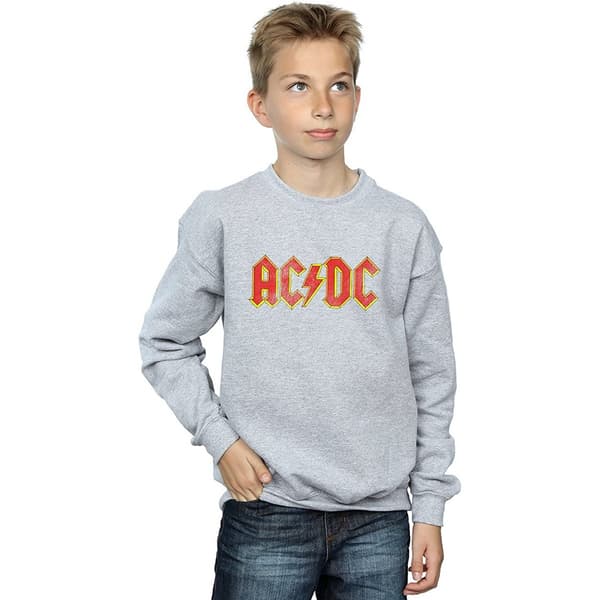AC/DC Dam/Kvinnor Distressed Logo Heather Sweatshirt S Heathe Heather Grey S