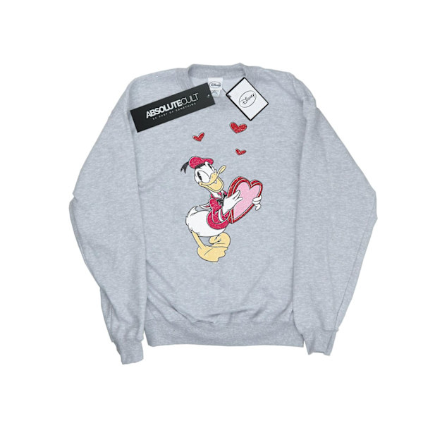 Disney Herr Donald Duck Love Heart Sweatshirt 4XL Sports Grey Sports Grey 4XL