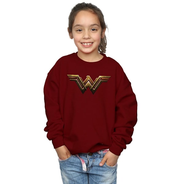 DC Comics Girls Justice League Movie Wonder Woman Emblem Sweatshirt Burgundy 9-11 Years