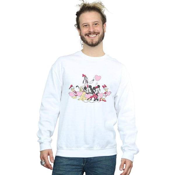 Disney Mens Mickey Mouse Love Friends Sweatshirt M Vit White M