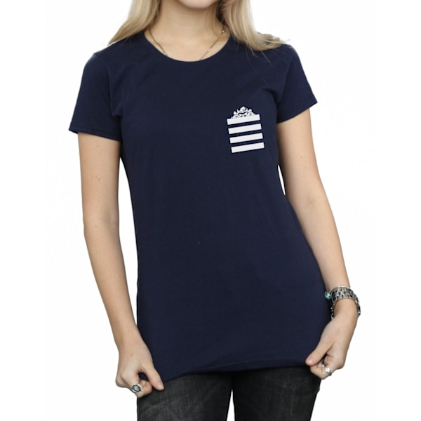 Looney Tunes Dam/Damer Taz Stripes Faux Pocket Bomull T-shirt Navy Blue L