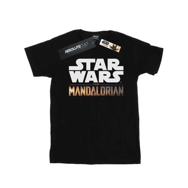 Star Wars Girls The Mandalorian Logo T-shirt i bomull 3-4 år F Black 3-4 Years