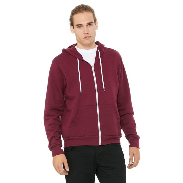 Bella + Canvas Unisex Full Zip Hoodie M Maroon Maroon M