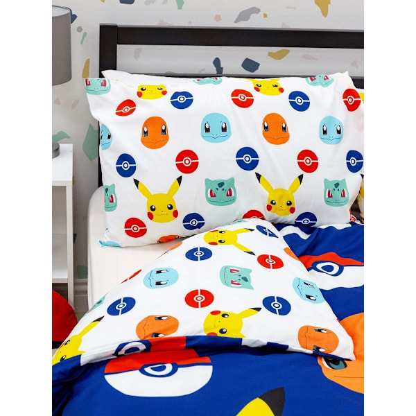 Pokemon Badge Täcke Set Dubbel Blå/Vit/Gul Blue/White/Yellow Double