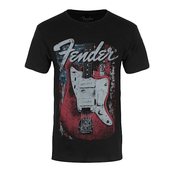 Fender Unisex Vuxen Distressed Gitarr Bomull T-shirt L Svart Black L