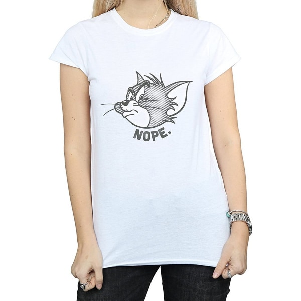 Tom och Jerry Dam/Dam Nope Face Pojkvän T-shirt i bomull White 3XL