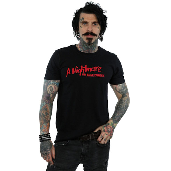 A Nightmare On Elm Street Herr Röd Logotyp T-shirt 4XL Svart Black 4XL