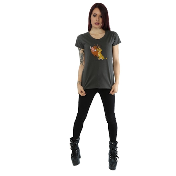 Disney Dam/Damer Classic Simba, Timon Och Pumbaa Bomull T-Shirt Light Graphite L