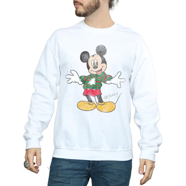 Disney Herr Mickey Mouse Jultröja Sweatshirt M Vit White M