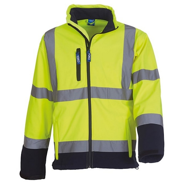 Yoko Unisex Hi-Vis Softshelljacka XL Gul/Marinblå Yellow/Navy XL