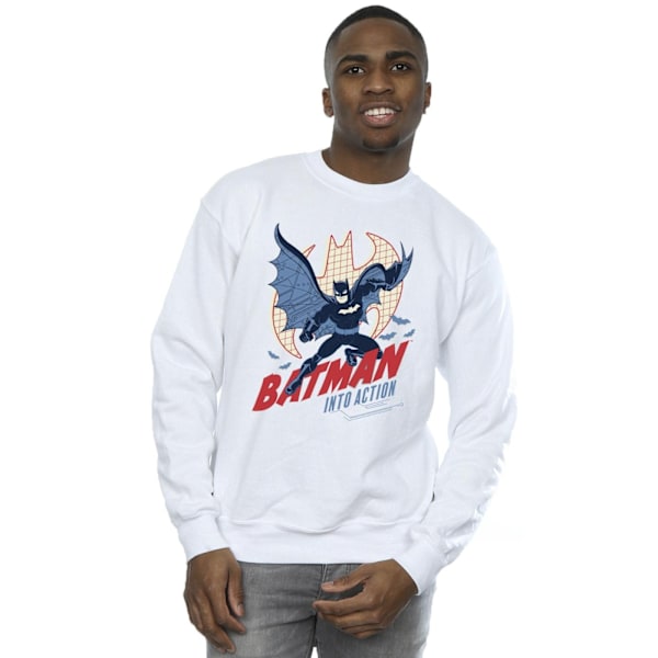 DC Comics Herr Batman Into Action Sweatshirt M Vit White M