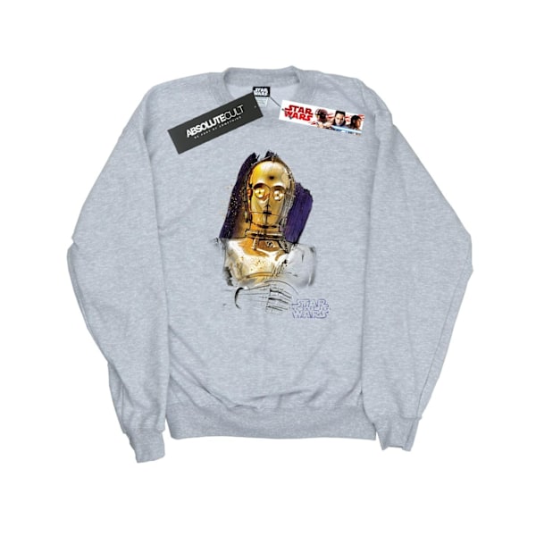 Star Wars The Last Jedi C-3PO Borstad Sweatshirt S Sports Grå Sports Grey S