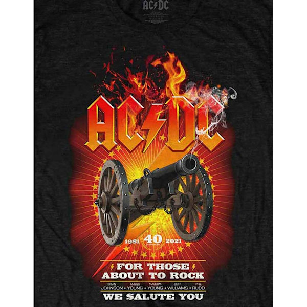 AC/DC Unisex Vuxen För Dem Som Ska Rocka 40:e Flamma Bomull T-shirt Black S