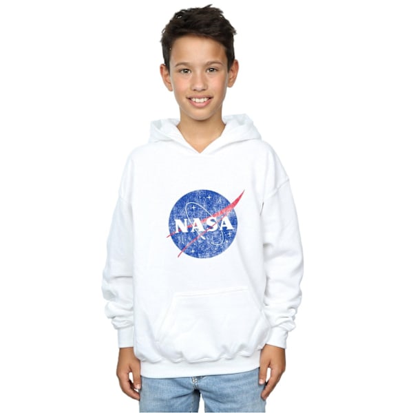 NASA Boys Classic Insignia Logo Distressed Hoodie 12-13 år W White 12-13 Years