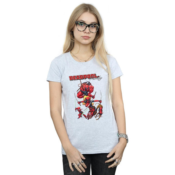 Marvel Dam/Kvinnor Deadpool Familj Bomull T-shirt L Sports Grå Sports Grey L