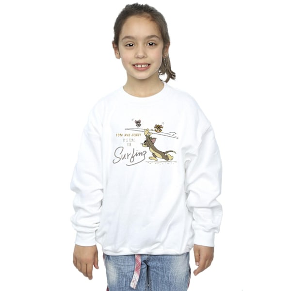 Tom And Jerry Girls It´s Time For Surfing Sweatshirt 7-8 År White 7-8 Years