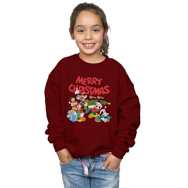 Disney Girls Mickey And Friends Winter Wishes Sweatshirt 9-11 år Burgundy 9-11 Years