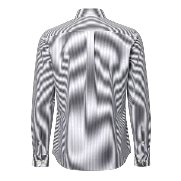 Lacoste Herr Randig Regular Långärmad Skjorta 15in Vit/Marinblå White/Navy 15in