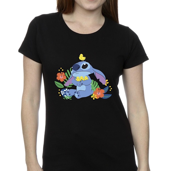 Disney Dam/Kvinnor Lilo & Stitch Fåglar Bomull T-shirt S Svart Black S