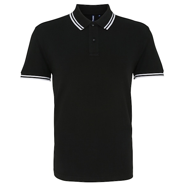 Asquith & Fox Klassisk polotröja med tippad krage för män, 2XL, svart/vit Black/ White 2XL