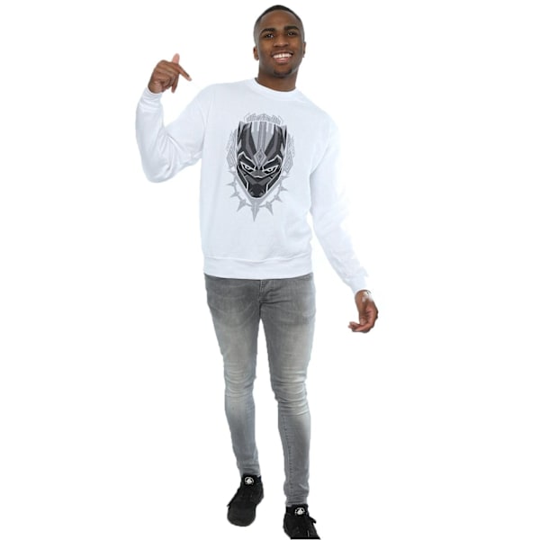 Marvel Herr Svart Panter Huvud Sweatshirt M Vit White M