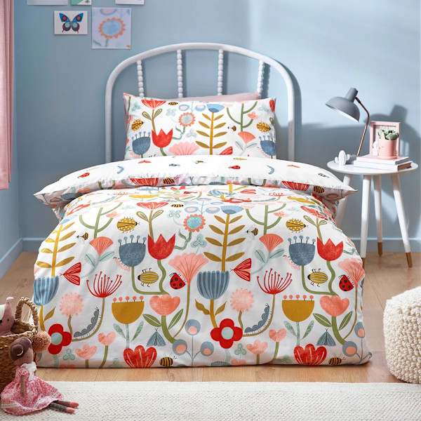 Little Furn Little Nature Blommig Täcke Set Toddler Multi Multicoloured Toddler