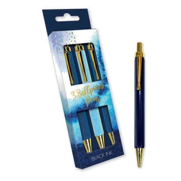 Designgruppen infällbar penna (paket med 3) En one size blå/guld Blue/Gold One Size