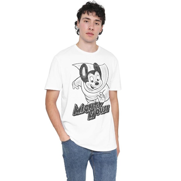 Mighty Mouse Herr Mighty Sketch T-Shirt 5XL Vit White 5XL