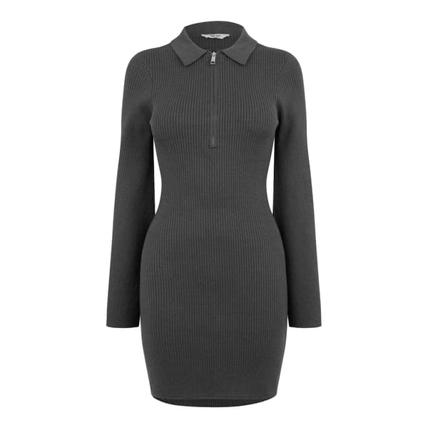 Jack Wills Dam Zip Neck Mini Skjortklänning 8 UK Grå Grey 8 UK