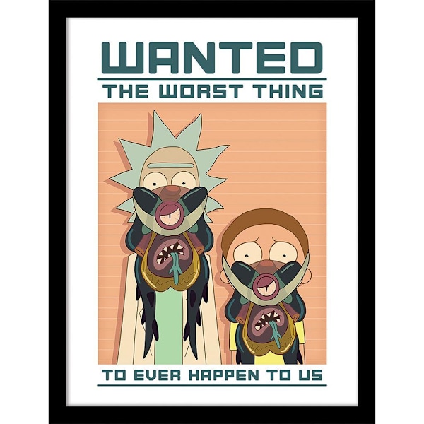 Rick And Morty Glory To Glorzo-Wanted Inramad Affisch 40cm x 30cm Multicoloured 40cm x 30cm