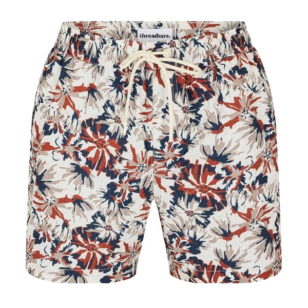 Threadbare Herr Tropiska Badshorts S Cream Cream S