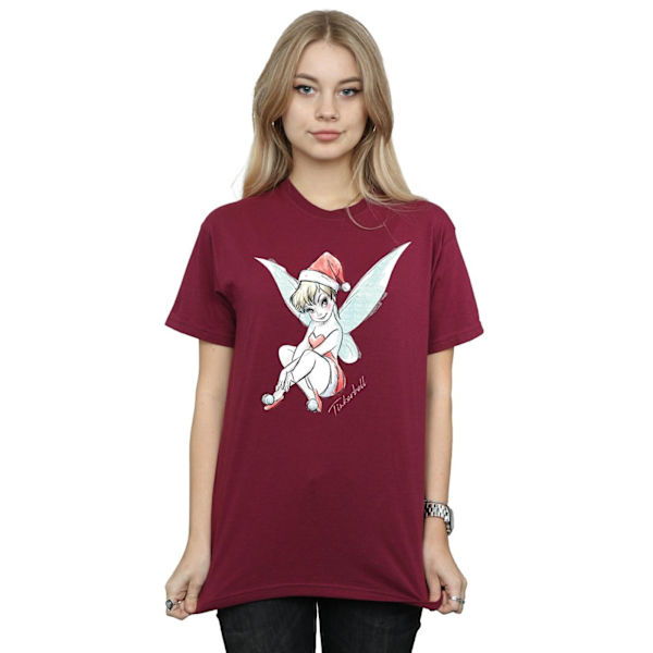Disney Dam/Damer Tinkerbell Julfe Jultomte Bomull Pojkvän Burgundy XL