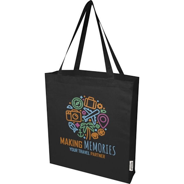 Madras återvunnen bomullsgusseted tote väska en storlek solid svart Solid Black One Size