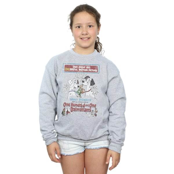 Disney Girls 101 Dalmatians Retro Poster Sweatshirt 7-8 år S Sports Grey 7-8 Years