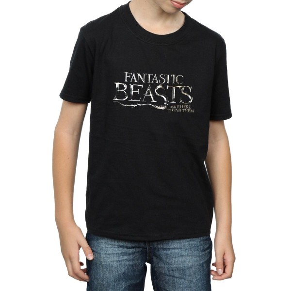 Fantastic Beasts Boys Text Logo T-Shirt 5-6 år Svart Black 5-6 Years