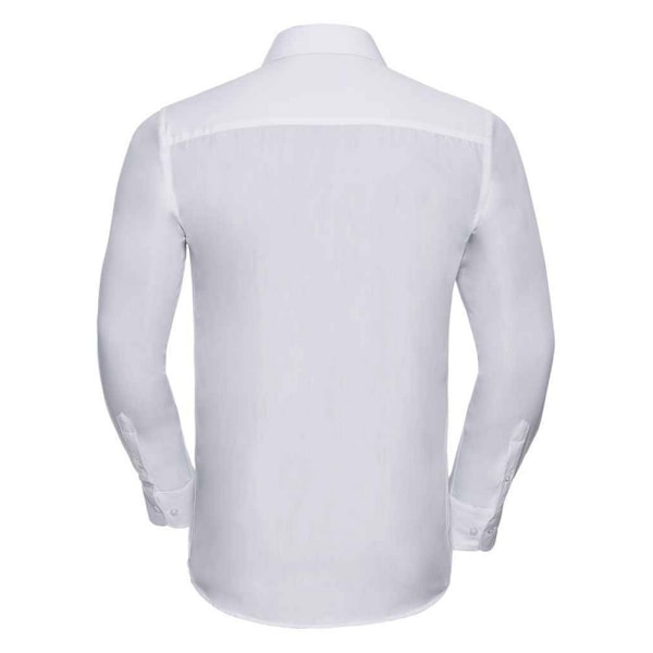 Russell Collection Herr Poplin Skräddarsydd Långärmad Formell Skjorta White 3XL