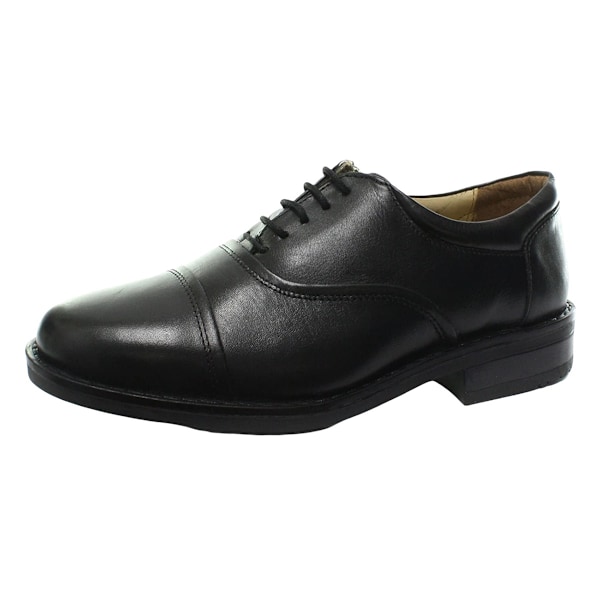 Roamers Softie Läder Blind Eye Flexi Capped Oxford Skor för Herrar Black 8 UK
