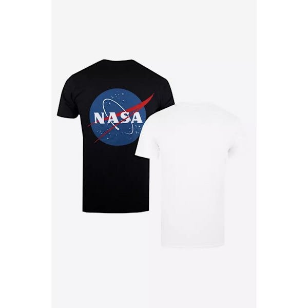 NASA Mens Mission Control T-Shirt (2-pack) L Svart/Vit Black/White L