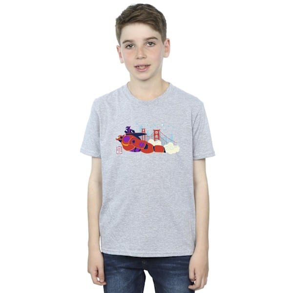 Disney Boys Big Hero 6 Baymax Hiro Bridge T-shirt 9-11 år Sp Sports Grey 9-11 Years