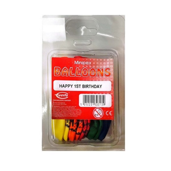 Everts MiniPax 1:a födelsedagsballonger (paket med 10 ) One Size Mult Multicoloured One Size